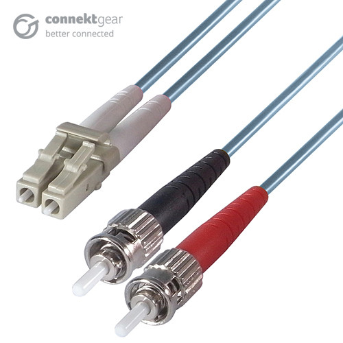 connektgear 1.5m Duplex Fibre Optic Multi-Mode Cable OM3 50/125 Micron LC to ST Aqua 10-14 working days non cancellable non returnable