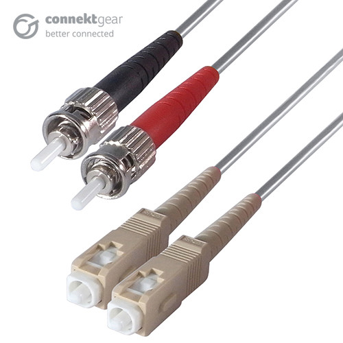 connektgear 10m Duplex Fibre Optic Multi-Mode Cable OM3 50/125 Micron ST to SC Aqua 3-5 working days non cancellable non returnable