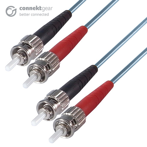 connektgear 10m Duplex Fibre Optic Multi-Mode Cable OM3 50/125 Micron ST to ST Aqua 3-5 working days non cancellable non returnable