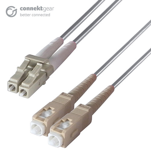 connektgear 10m Duplex Fibre Optic Multi-Mode Cable OM1 62.5/125 Micron LC to SC Grey 3-5 working days non cancellable non returnable