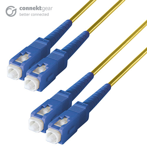 connektgear 10m Duplex Fibre Optic Single-Mode Cable OS2 9/125 Micron SC to SC Yellow 3-5 working days non cancellable non returnable