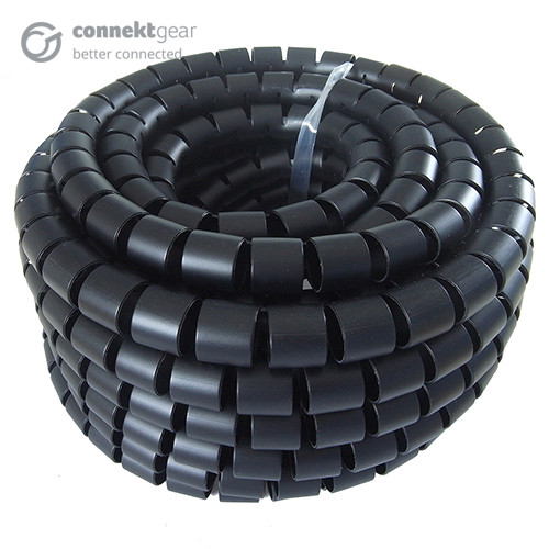 connektgear 10m Cable Tidy Spiral Wrap with Application Tool 20mm OD - Black