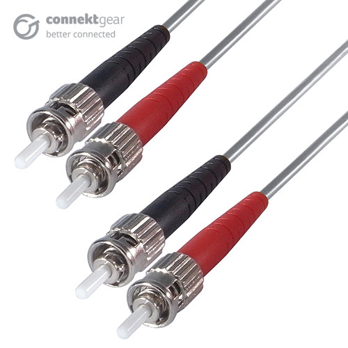 connektgear 15m Duplex Fibre Optic Multi-Mode Cable OM1 62.5/125 Micron ST to ST Grey 3-5 working days non cancellable non returnable