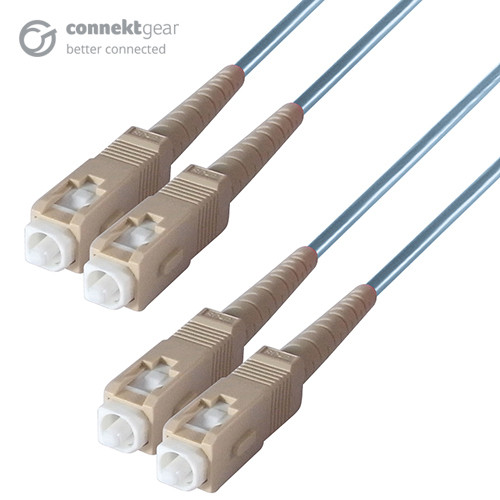 connektgear 1m Duplex Fibre Optic Multi-Mode Cable OM3 50/125 Micron SC to SC Aqua 3-5 working days non cancellable non returnable