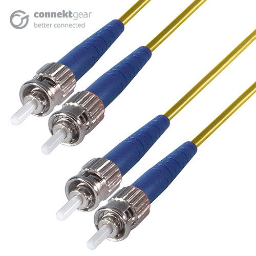 connektgear 1m Duplex Fibre Optic Single-Mode Cable OS2 9/125 Micron ST to ST Yellow 3-5 working days non cancellable non returnable