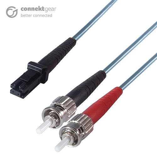 connektgear 2m Duplex Fibre Optic Multi-Mode Cable OM3 50/125 Micron MT to ST Aqua 10-14 working days non cancellable non returnable