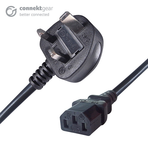 connektgear 3m UK Mains Power Cable UK Plug to C13 Socket