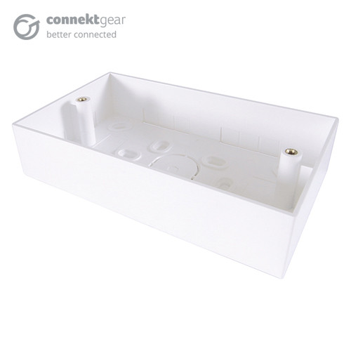 connektgear Double Gang Back Box Surface Mount 32mm Deep - White