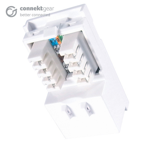 connektgear Single IDC RJ45 Shuttered Module 25 x 50mm (Cat6) - White