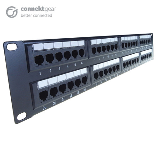 connektgear 48 Port Patch Panel (Cat5e) IDC Punch Down 19 inch