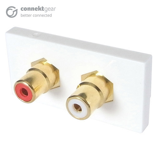 connektgear AV Snap-In 2 x RCA/Phono Module 25 x 50mm - Socket to Socket - White