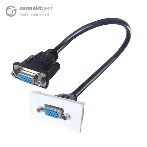 connektgear 0.25m AV Snap-In VGA Module 25 x 50mm - Socket to Socket - White