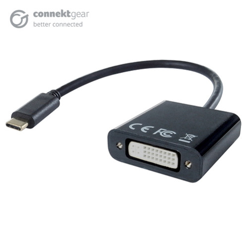 connektgear USB 3.1 Type C to DVI-I Active Adapter - Male to Female - Thunderbolt and DP Compatible