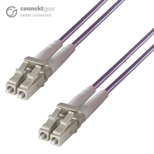 connektgear 1m Duplex Fibre Optic Multi-Mode Cable OM4 50/125 Micron LC to LC Purple