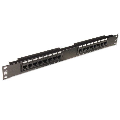 Lindy 19" CAT6 1U 16 Port RJ-45 Patch Panel, Unshielded, Black