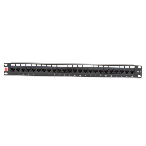 Lindy 19" CAT6 1U 24 Port RJ-45 Patch Panel, Unshielded, Black