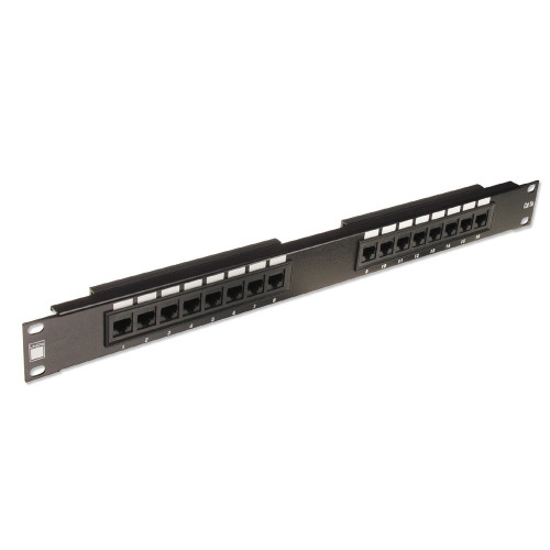 Lindy 19" CAT5e 1U 16 Port RJ-45 Patch Panel, Unshielded, Black