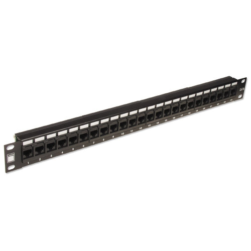 Lindy 19" CAT5e 1U 24 Port RJ-45 Patch Panel, Unshielded, Black