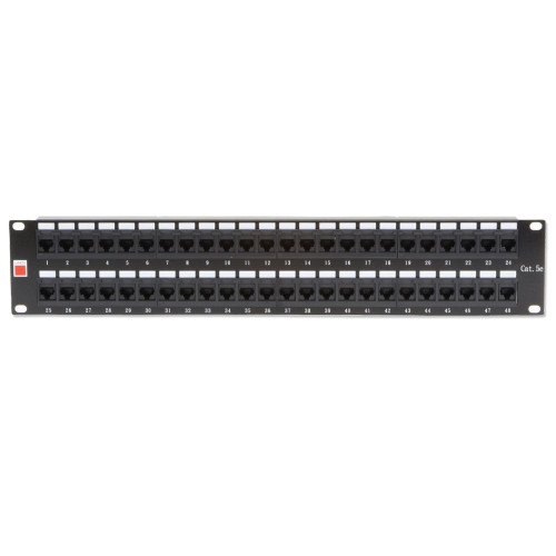 Lindy 19" CAT5e 2U 48 Port RJ-45 Patch Panel, Unshielded, Black