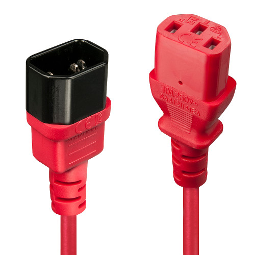 Lindy 0.5m C14 to C13 Extension Cable, red