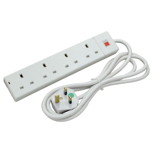 Lindy 5m 4-Way UK Mains Power Extension, White