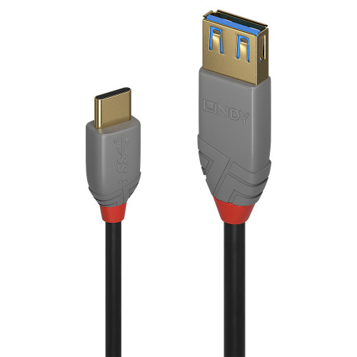 0.15m USB 3.2 Type C to A Adapter Cable, 10Gbps, Anthra Line