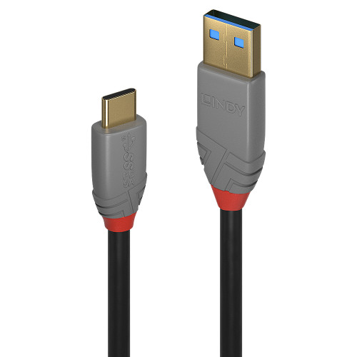 Lindy 1.5m USB 3.1 Type A to C Cable, 5A PD, Anthra Line