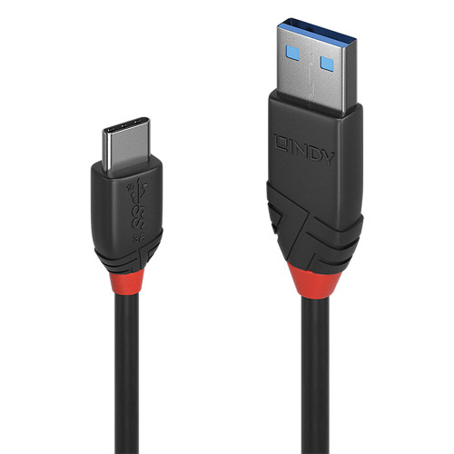 0.5m USB 3.2 Type A to C Cable, 10Gbps, Black Line