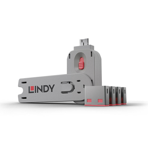 Lindy USB Port Locks 4x PINK+Key