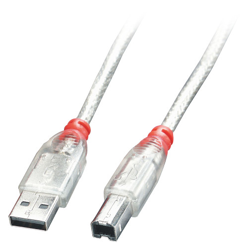 Lindy USB 2.0 Cable Type A/B, transparent, 0.2m