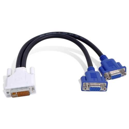 CAB-DVI-2XAF DVI-I to HD15 Dual Monitor Adpater Cable (1 ft)