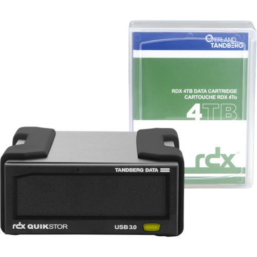 Overland-Tandberg RDX external drive kit with 4TB cartridge, black, USB3+