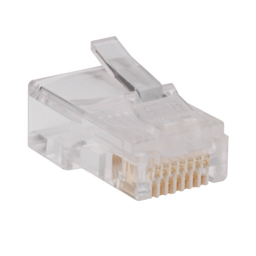 Tripp Lite N030-100 RJ45 Plugs for Round Solid / Stranded Conductor 4-pair Cat5e Cable, 100-Pack