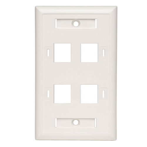 Tripp Lite N042-001-04-WH 4-Port Keystone Faceplate, Single Gang, ID Labels, White, TAA