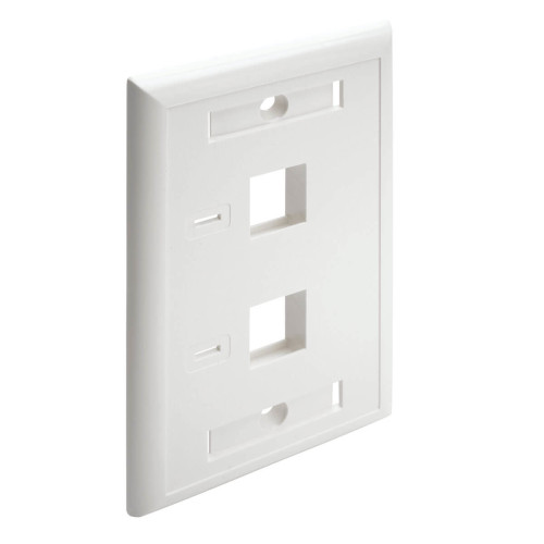 Tripp Lite N042-001-WH 2-Port Keystone Faceplate, Single Gang, ID Labels, White, TAA