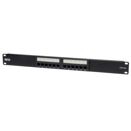 Tripp Lite N052-012 12-Port 1U Rack-Mount Cat5e 110 Patch Panel, 568B, RJ45 Ethernet, TAA