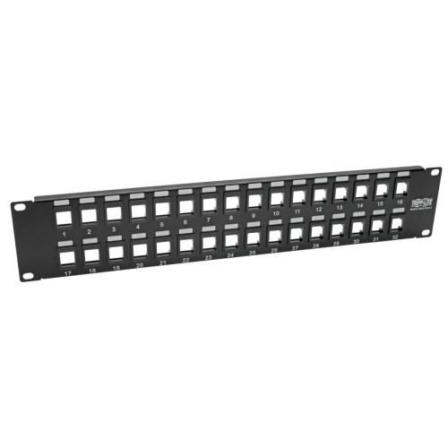 Tripp Lite N062-032-KJ 32-Port 2U Rack-Mount Unshielded Blank Keystone/Multimedia Patch Panel, RJ45 Ethernet, USB, HDMI, Cat5e/6