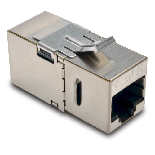 Tripp Lite N235-001-SH-D Cat6 Straight-Through Modular Shielded In-Line Snap-In Coupler with 90-Degree Down-Angled Port (RJ45 F/F)