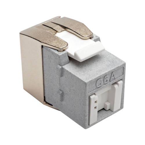 Tripp Lite N238-001-GY-TFA Toolless Cat6a Keystone Jack, PoE/PoE+ Compliant, Shuttered - Gray, TAA