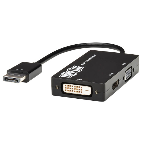 Tripp Lite P136-06N-HDV-4K DisplayPort to VGA/DVI/HDMI All-in-One Converter Adapter, DP ver 1.2, 4K 30 Hz HDMI