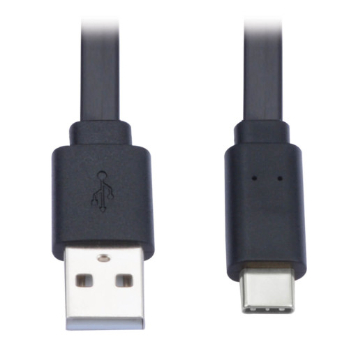 Tripp Lite U038-003-FL USB-A to USB-C Flat Cable - M/M, USB 2.0, Black, 3 ft. (0.91 m)