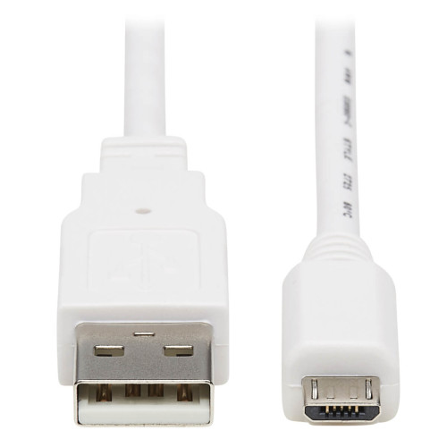 Tripp Lite U050AB-003-WH Safe-IT USB 2.0 A to Micro-B Antibacterial Cable (M/M), White, 3 ft. (0.91 m)