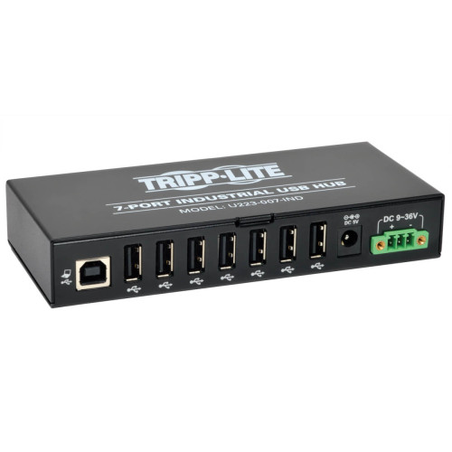 Tripp Lite U223-007-IND 7-Port Industrial-Grade USB 2.0 Hub - 15 kV ESD Immunity, Metal Housing, Mountable