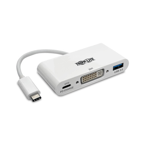 Tripp Lite U444-06N-DU-C USB-C to DVI Adapter with USB-A Port and PD Charging, White