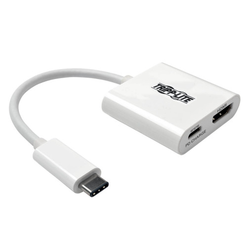 Tripp Lite U444-06N-H4-C USB-C to HDMI Adapter with PD Charging, HDCP, White