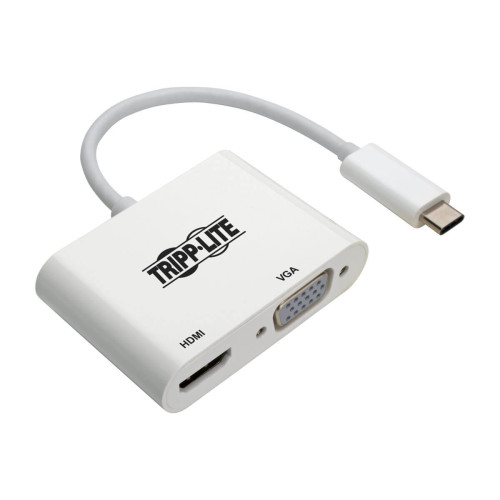 Tripp Lite U444-06N-HV4K USB-C Multiport Adapter (M/2xF) - 4K HDMI, VGA, White