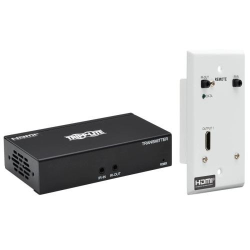 Tripp Lite B127A-1A1-BHFH HDMI over Cat6 Extender Kit, Box Transmitter/Wall Plate Receiver, 4K 60 Hz, 4:4:4, IR, PoC, HDR, HDCP 2.2, 230 ft., TAA