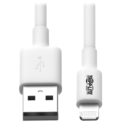 Tripp Lite M100-003-WH USB-A to Lightning Sync/Charge Cable, MFi Certified - White, M/M, USB 2.0, 3 ft. (0.91 m)