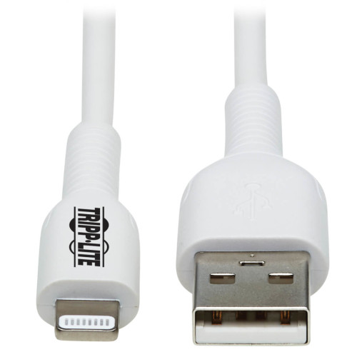 Tripp Lite M100AB-01M-WH Safe-IT USB-A to Lightning Sync/Charge Antibacterial Cable (M/M), MFi Certified, White, 1 m (3.3 ft.)