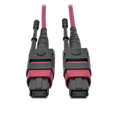 Tripp Lite N845-01M-12-MG 100G MTP/MPO Multimode OM4 Plenum-Rated Fiber Optic Cable (F/F), 12 Fiber, 40/100GBASE-SR4, Push/Pull Tabs, Magenta, 1 m